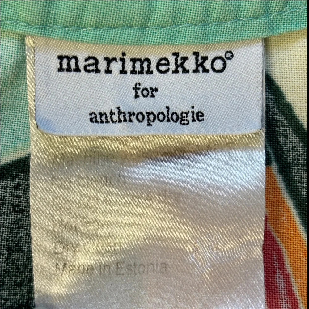 Marimekko for Anthropologie Marisco Skirt cotton skirt aqua ocean pattern 4 - Picture 4 of 7